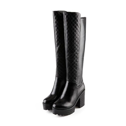 Women's Knee High Boots Roma Botas Mujer Sexy Winter Shoes Woman Square High Heels Riding Boots Women Thick Platform WSH3689 - Image 3