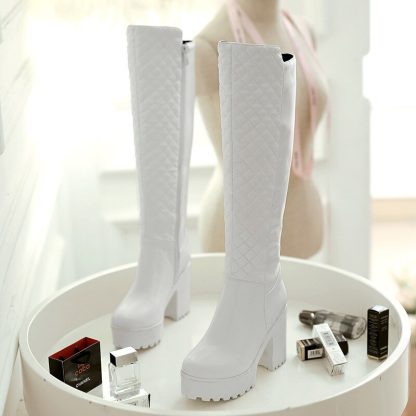 Women's Knee High Boots Roma Botas Mujer Sexy Winter Shoes Woman Square High Heels Riding Boots Women Thick Platform WSH3689 - Image 4
