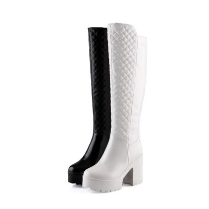 Women's Knee High Boots Roma Botas Mujer Sexy Winter Shoes Woman Square High Heels Riding Boots Women Thick Platform WSH3689 - Image 5