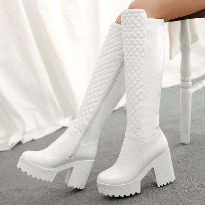 Women's Knee High Boots Roma Botas Mujer Sexy Winter Shoes Woman Square High Heels Riding Boots Women Thick Platform WSH3689 - Image 6