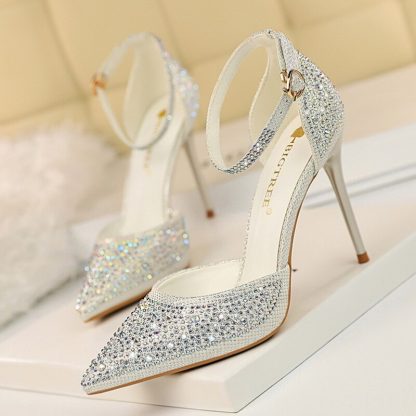 Women's Stiletto High Heel Dress Pumps Pointy Toe Lady Bridal Wedding Evening Party Shoes with Rhinestone Women Sandals WSH4128 - Image 3