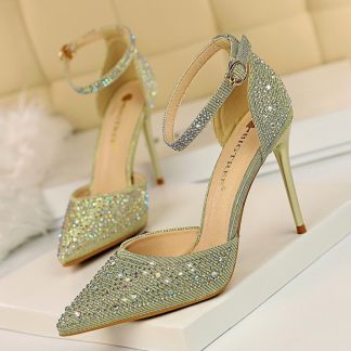 Women's Stiletto High Heel Dress Pumps Pointy Toe Lady Bridal Wedding Evening Party Shoes with Rhinestone Women Sandals WSH4128