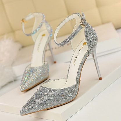 Women's Stiletto High Heel Dress Pumps Pointy Toe Lady Bridal Wedding Evening Party Shoes with Rhinestone Women Sandals WSH4128 - Image 5